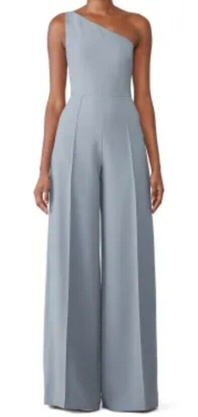 CHRISTIAN SIRIANO Light Blue One Shoulder Wide Leg Jumpsuit Size 2